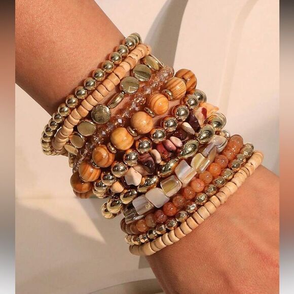 Free People Jewelry - Bohemian Beaded Bracelet Set Q83